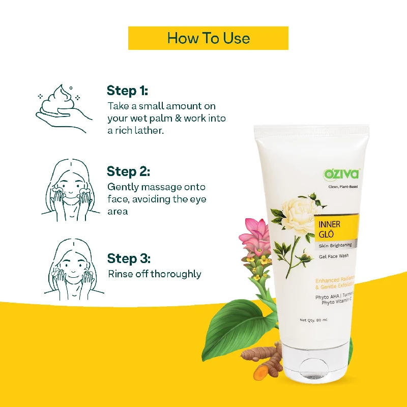 Oziva Inner Glo Skin Brightening Gel Face Wash, 80 ml-4.webp